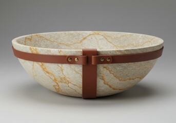 Fototapeta premium A stone bowl with leather straps