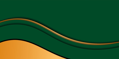 Dark green digital art waves with gold light in the middle, design background for element design. Vector illustration
