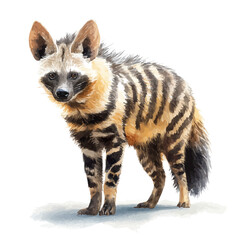Obraz premium Aardwolf in watercolor style, vector illustration, isolated on white background.
