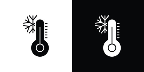 Thermometer cold icon. black and white line icons pack.