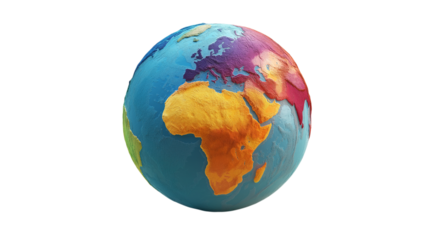 A colorful globe with the continents of Africa and Europe