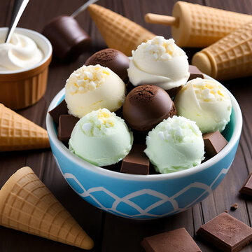 hielo, cremas, conos, helado, postre, alimento, catarro, bombones, helado, aislada, achocolatado