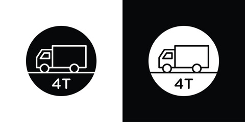 Weight limit traffic signs. black and white line icons pack.