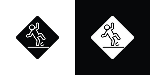 Wet Floor signs. black and white line icons pack.