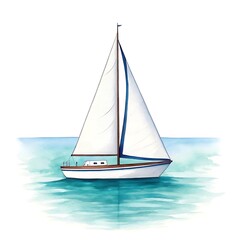 Fototapeta premium A sailboat glides across the tranquil blue water
