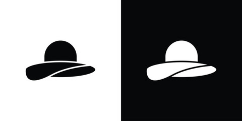 Woman hat icon. black and white line icons pack.