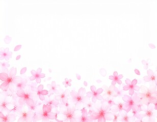 白い背景に下部に桜の花びらを配置したフレーム