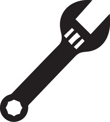 wrench silhouette shape, black and white vector