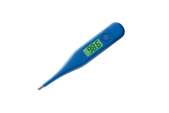 Digital Thermometer Showing 98 6 Degrees Fahrenheit on transparent background