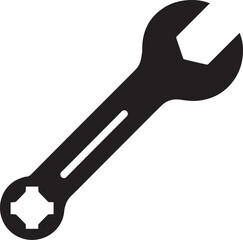 wrench silhouette shape, black and white vector