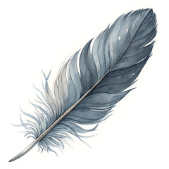 Elegant Watercolor Clip Art of a Feather, Nature Illustration, Serene Environment, Artistic Perspective