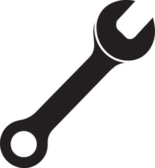 wrench silhouette shape, black and white vector