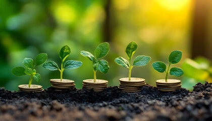 Naklejka premium Investment success represented by coins.