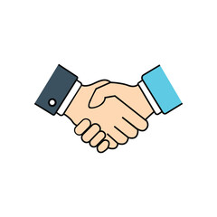 handshake vector, Flat handshake icon for business agreement partnership collaboration teamwork or deal making in corporate and financial design context
