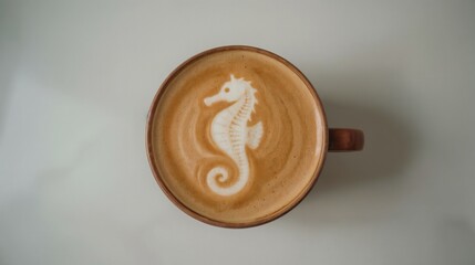 A cup of hot café latte with smooth milk foam, showcasing elegant latte art on top. Popular in modern coffee shops for its visual appeal and barista craftsmanship