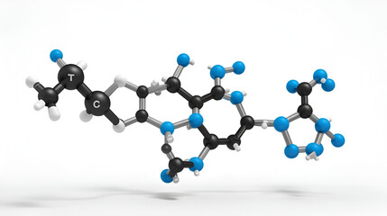 3D image of Testosterone butyrate skeletal formula - molecular chemical structure of synthetic steroidal androgen isolated on white background