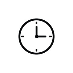 clock vector, Flat circular clock icon with hour and minute hands for time management alarm reminder schedule or business deadline digital UI layout
