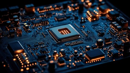 Obraz premium High-tech circuit board with central processor