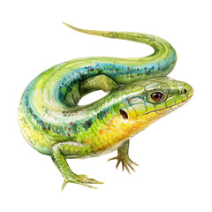 Glass Lizard in watercolor style, vector illustration, isolated on white background.