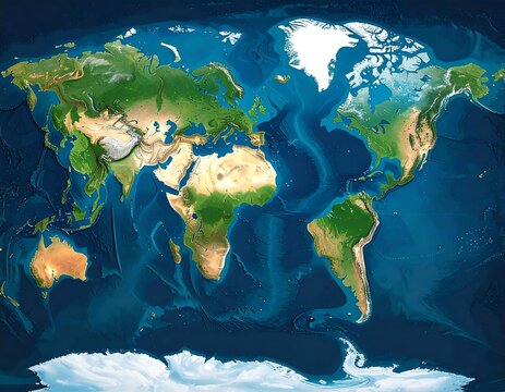 Detailed world map, shaded relief