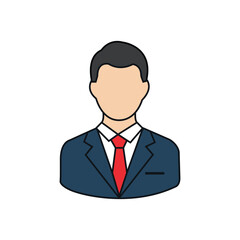 businessman avatar vector, Flat male avatar icon in formal suit and red tie for corporate profile executive user account or team member digital UI design
