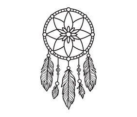 Dreamcatcher Vector Illustration with Feathers