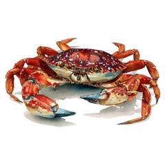 Crab in watercolor style, vector illustration, isolated on white background.