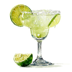 Margarita, watercolor painting, vector illustration, isolated on a white background.
