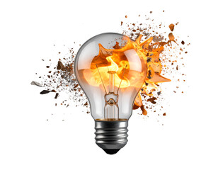 Bursting Old Filament Bulb with Glass Debris and Smoke Trails