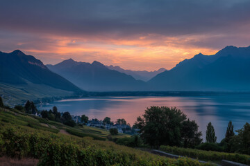 Nature in the Swiss landscape around Lake Geneva
