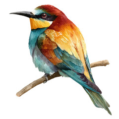 Bee-eater, watercolor painting, vector illustration, isolated on a white background.