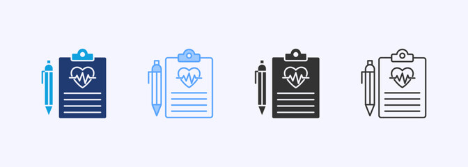 Healthcare Report Icon Set Multiple Style Collection