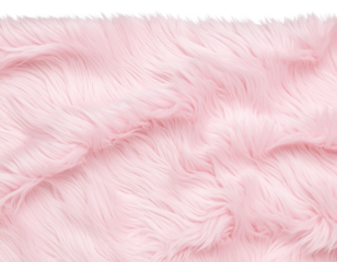 Close-Up of Soft Pink Faux Fur Texture with Wavy Fibers, Seamless Abstract PNG Background