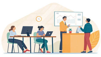 Teamwork in modern office, perfect for website landing page or business brochure.