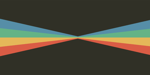 Abstract background of rainbow groovy Wavy Line design in 1970s Hippie Retro style.