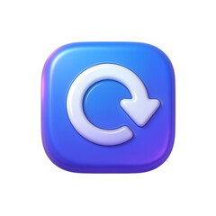 Reload Icon: A 3D-rendered reload icon is prominently displayed on a glossy, gradient-colored square background, symbolizing update and refresh
