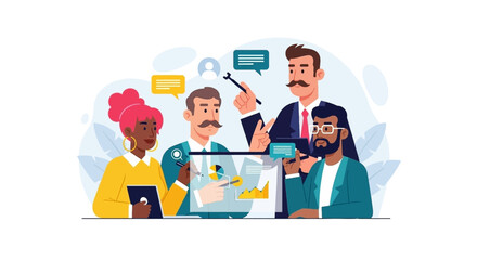 Diverse business team collaborating on a project, ideal for presentations and website banners.