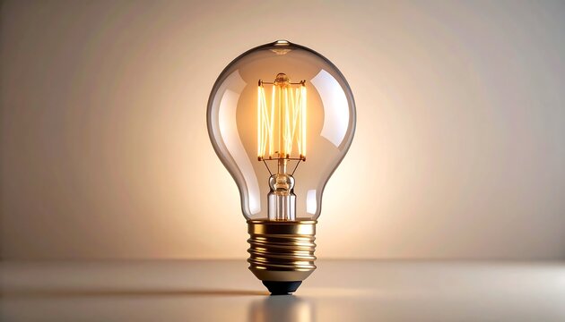 Glowing vintage-style lightbulb against a neutral backdrop