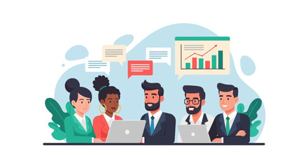 Diverse business team collaborating on project, perfect for website banners or presentations.