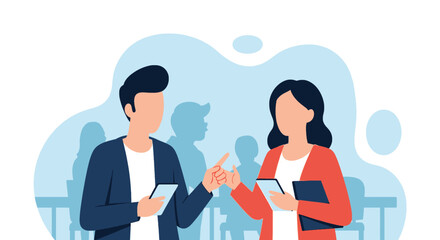 Business colleagues collaborating, perfect for websites or presentations about teamwork and communication.