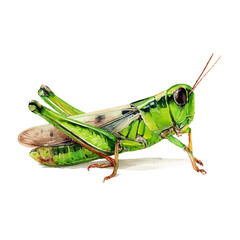 Grasshopper in watercolor style, vector illustration, isolated on white background.