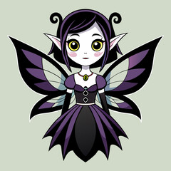 woman dressed in a black dress with wings, Beautiful ballerina princesses dancing on white background