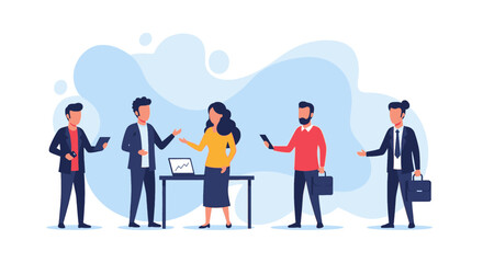 Business team collaboration, modern illustration for website or presentation.