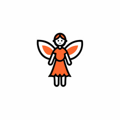 Beautiful fairy woman with wings flying minimalist logo, Icon, element vector illustration

