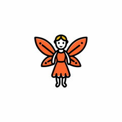 Obraz premium Beautiful fairy woman with wings flying minimalist logo, Icon, element vector illustration 