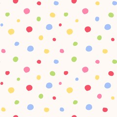 Abstract colorful polka dot pattern on a light background. Minimalist and versatile design.	