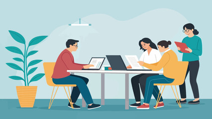 Teamwork, collaboration, and office productivity: Illustration perfect for websites, presentations, or marketing materials.