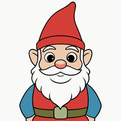 Cute Cartoon Gnome in Nature. Vector illustration of a dwarf man with red Creative vector cartoon illustration
