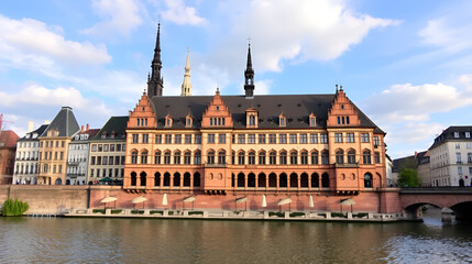 Fototapeta premium Palais Rohan on the river Ill in front of the cathedral in Strasbourg Alsace France