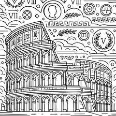 Detailed Colosseum with Ancient Roman Motifs